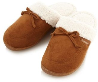 Isotoner Tan borg lined mule slippers
