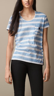 Burberry Faded Stripe Cotton Jersey T-Shirt