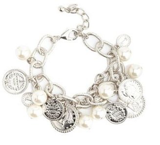 Charlotte Russe Pearl & Coin Charm Bracelet