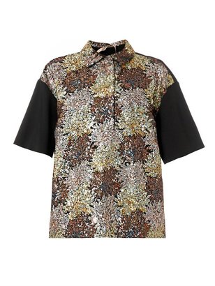 No.21 Sequin-embelished point-collar top