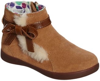 UGG Kids suede ankle boot with patent leather bow