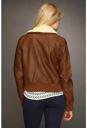 Members Only Faux Leather Bomber Jacket