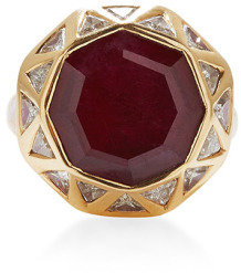 Jade Jagger Ruby Octagon Ring With Trillion Diamonds And White Enamel