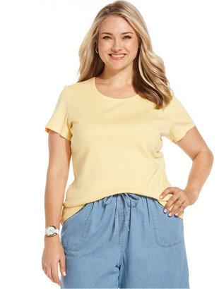 Karen Scott Plus Size Short-Sleeve Scoop-Neck Top