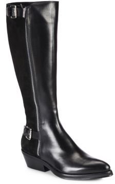 CNC Costume National Leather & Suede Strappy Zip Knee-High Boots