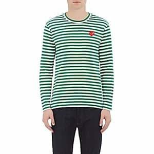 Comme des Garcons PLAY Men's Striped Long-Sleeve T-Shirt - Green