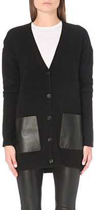Joseph Leather-pocket cashmere cardigan