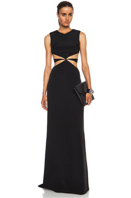 Cushnie Silk Crepe Maxi Dress with Side Cutouts in Black