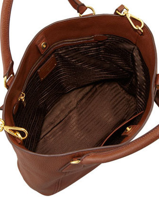 Prada Daino Snap-Top Tote Bag, Brown