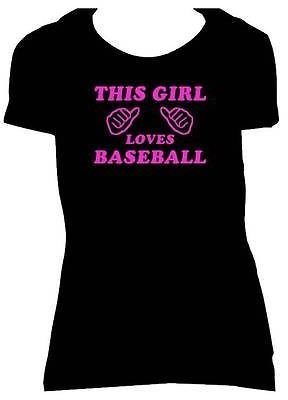 American Apparel This Girl Loves Baseball Womens Fitted T-Shirt Funny Sports Workout Ladies Tee
