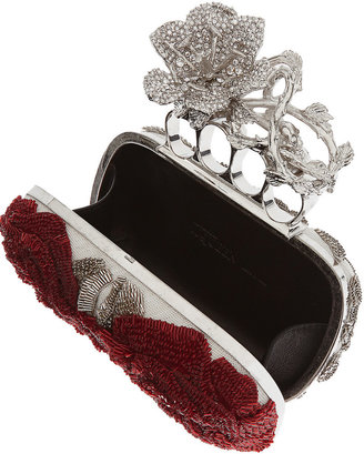 Alexander McQueen Knuckle bead and Swarovski crystal-embellished canvas box clutch
