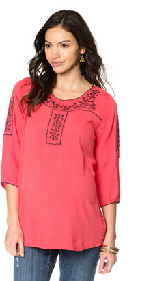 A Pea in the Pod 3/4 Sleeve Keyhole Detail Maternity Blouse