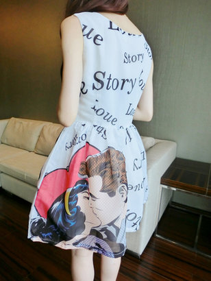 Choies LOVE STORY Print Vest Dress with Couple Kiss