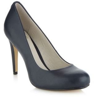 Faith Navy leather high heeled court shoes