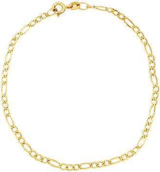 Love GOLD 9 Carat Yellow Gold Solid Diamond Cut Figaro Bracelet 7.25in