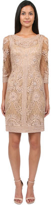 Sue Wong 3/4 Sleeve Short Dress in Taupe
