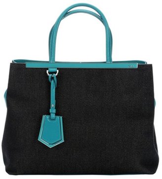 Fendi lake and navy twill '2Jours' convertible top handle tote