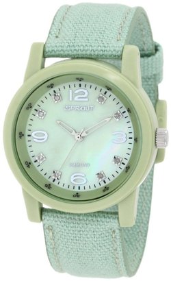Sprout Women's ST/5504GMGN Diamond Dial Green Corn-Resin Case Cotton Strap Watch