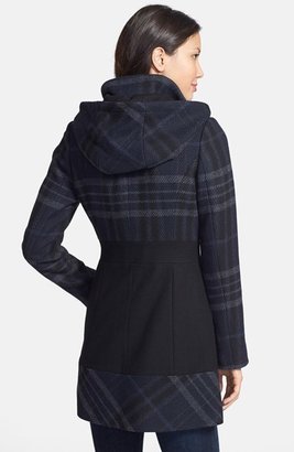 GUESS Colorblock Plaid Hooded Coat