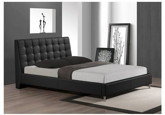 Baxton Studio Zeller Black Modern Bed with Upholstered Headboard - Queen Size