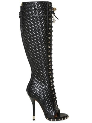 Givenchy 115mm Printed Weave Open Toe Boots