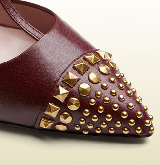 Gucci Studded Leather T-Strap Pump