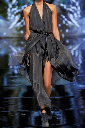 Donna Karan Silk-blend organza halterneck dress