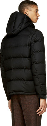 Moncler Black Wool Down Feather Hooded Jacket