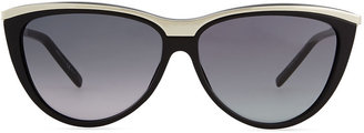Saint Laurent Metal-Brow Cat-Eye Sunglasses, Black