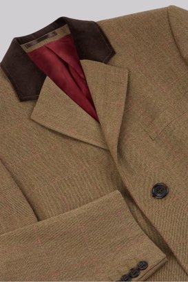 Savoy Taylors Guild Regular Fit Tan Check Covert Coat