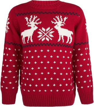 Gant Red Knitted Reindeer Jumper