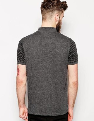 ASOS Polo Shirt With Zip Neck And Dogstooth Print