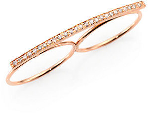 Jacquie Aiche Diamond & 14K Rose Gold Bar Double-Finger Ring