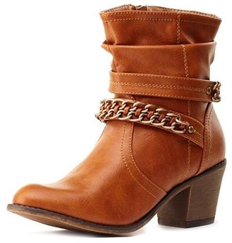 Charlotte Russe Chain Embellished Slouchy Ankle Boots