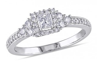 Ice 1/2 CT TW Round and Princess Diamond  14K White Gold GH I1;I2 Engagement Ring