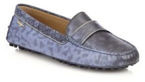 Ferragamo Movie Lux Lizard-Embossed Leather Driver Moccasins