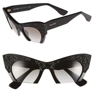 Miu Miu Women's 50mm Embellished Cat Eye Sunglasses - Black/ Grey Gradient