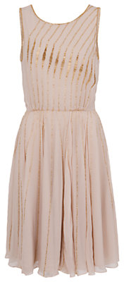 French Connection Atlantic Wave Flared Dress, Sweet Almond