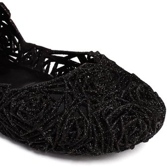 Melissa + Campana Fitas Black Glitter Flat Shoes