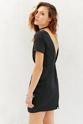 Glamorous Short-Sleeve Satin Mini Dress