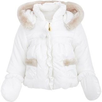 Mayoral Cream Puffa Coat with Detachable Mittens