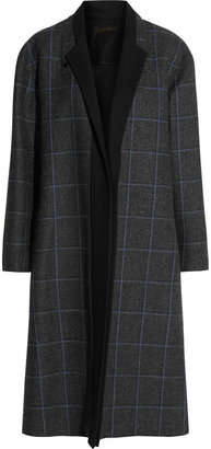 Victoria Beckham Felt-trimmed plaid wool coat
