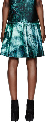 Proenza Schouler Teal Cave Printed Satin Tulip Skirt