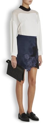 3.1 Phillip Lim Navy floral silk and lace mini skirt