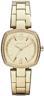 Armani Exchange Gold Dial and Gold IP Plated Bracelet Ladies Watch