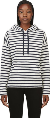 Alexander Wang T by Navy & Ivory French Terry Hooded Sweatshirt