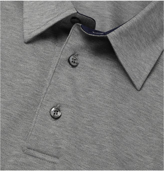 Brioni Long-Sleeved Cotton-Piqué Polo Shirt