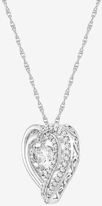 Fine Jewelry DiamonArt Dancing Cubic Zirconia Sterling Silver Heart Pendant Necklace