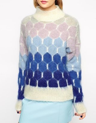 ASOS COLLECTION Mohair Sweater In Hexagon Pattern