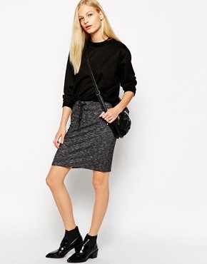 Selected Nima Skirt in Jersey Melange - darkgreymelange